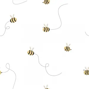 Buzzzy Bees Wallpaper in White