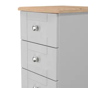 Sussex Ready assembled Grey & oak 5 Drawer Bedside chest (H)1074mm (W)395mm (D)411mm