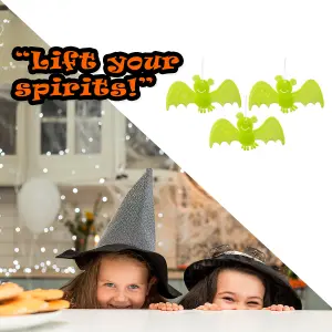 Glow in the Dark Bat Decorations Set of 3 Halloween Party, Trick or Treat  Green