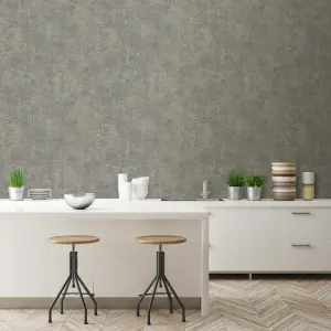 Paul Moneypenny Charcoal Anethe Texture Textile Textured Wallpaper for Grandeco