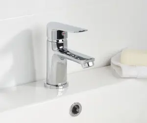 Bristan Opus Round Basin Mixer with Clicker Waste Chrome Bathroom + Fixings