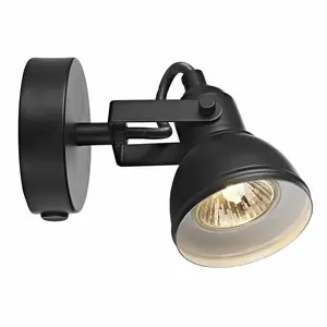 Lentz Unique Industrial Designed Switched Wall Spot Light Matt Black