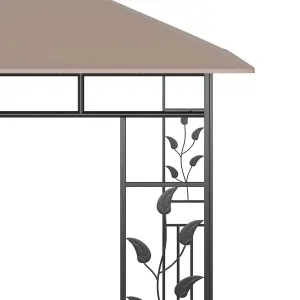 Berkfield Gazebo with Mosquito Net&LED String Lights 3x3x2.73 m Taupe