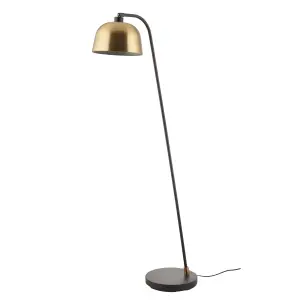 Rebel Curved Matt Black Bronze effect Floor light