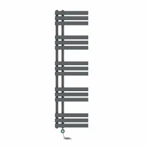 Rinse Bathrooms Designer Electric Thermostatic Heated Towel Rail D Shape Bathroom Radiator Warmer 1600x450mm Sand Grey