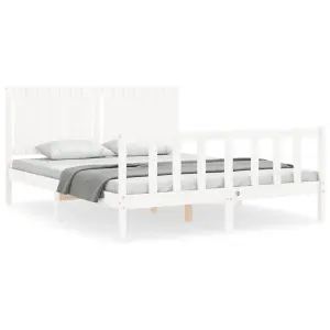 Berkfield Bed Frame with Headboard White 160x200 cm Solid Wood