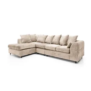 Harriet Crushed Chenille Large Left Facing Corner Sofa in Cream