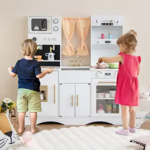 Costway Kids Kitchen Playset Toddlers Wooden Pretend Play Kitchen Toy