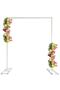 Square Arch Stand with Base Metal Backdrop Stand Garden Arbors -  2m x 2m, White