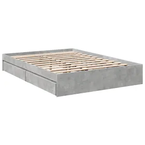 Berkfield Bed Frame with Drawers without Mattress Concrete Grey 120x190 cm Small Double