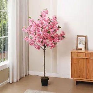 180cm H Realistic Artificial Plant Cherry Blossom Tree in Pot for Decoration Living Room