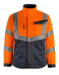 Mascot Safe Supreme Oxford Work Jacket (Hi-Vis Orange/Dark Navy Blue)  (Small)