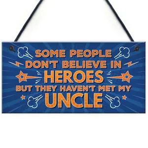 Red Ocean Uncle Is My Hero Novelty Birthday Christmas Family Gift Hanging Plaque Thank You Gift For Uncle Keepsake