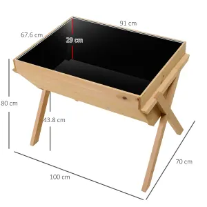 Outsunny Wooden Planter Raised Bed Stand Vegetable Flower Bed 100 x 70 x 80cm