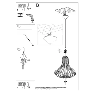 Elza Wood Natural 1 Light Classic Pendant Ceiling Light