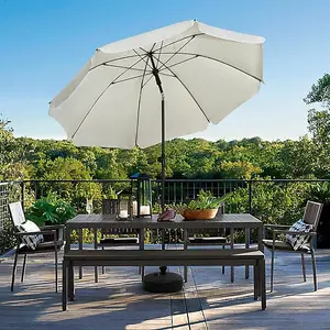 2M Outdoor Garden Parasols Umbrella with Crank Handle Tilting Sunshade UV 30+ - Cream