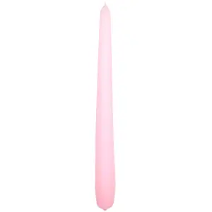 Tapered Dinner Candles, Pack of 10, Unscented, Long Burning Time, 24 cm / 19.45" (Rosy, Matt)