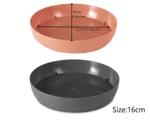 Round Plastic Water Plant Pot Saucer Trays Terracotta  16cm