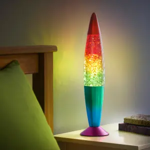 Global Gizmos Rainbow Glitter Retro Lava Lamp