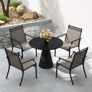 Costway Set of 2 Outdoor Patio Chairs Dining Chair Set Heavy Duty Metal Frame