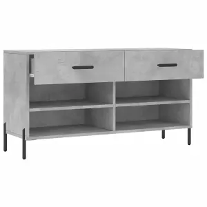 Berkfield Shoe Bench Concrete Grey 102x35x55 cm Engineered Wood