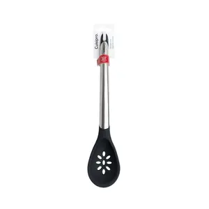 Cuisipro Silicone Slotted Spoon, Black, Heat and Stain Resistant, Dishwasher Safe, 30.5cm Black