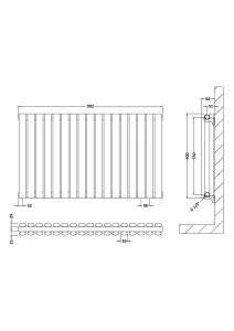 Horizontal Double Panel Radiator - 600mm x 992mm - 3755 BTU - Anthracite- Balterley