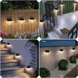 Solar Fence Lights 4-Pack - Waterproof Deck Step Lights for Garden Yard Patio and Stair (Warm White)