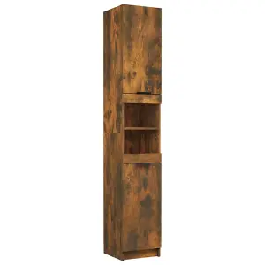 Berkfield Bathroom Cabinet Smoked Oak 32x34x188.5 cm Engineered Wood