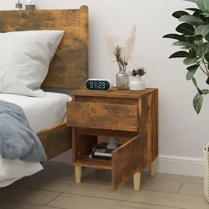 Berkfield Bedside Cabinet Smoked Oak 40x35x50 cm