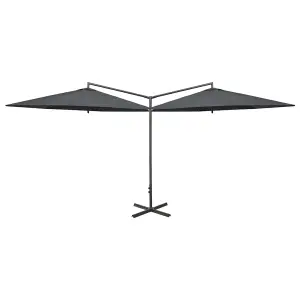 Berkfield Double Parasol with Steel Pole Anthracite 600 cm