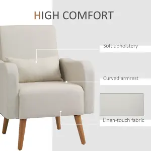 HOMCOM Nordic Leisure Lounge Sofa Accent Chair with Pillow for Bedroom Cream