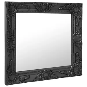 Berkfield Wall Mirror Baroque Style 50x50 cm Black