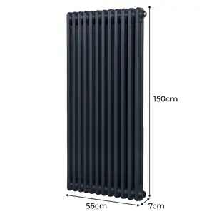 Traditional 2 Column Radiator - 1500 x 562 mm - Anthracite