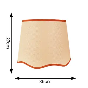 ValueLights Dutton Natural Fabric Rust Trim Scallop Edge Ceiling Floor Table Large Lamp Shade