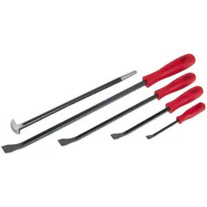 5 Piece Heavy Duty Pry Bar Set with Ergonomic Handles and Hardened Shafts