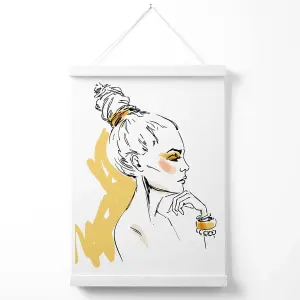 Girl Fashion Pen and Ink Sketch Poster with Hanger / 33cm / White