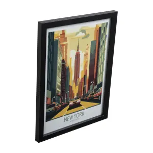 Paris & New York City Multicolour Framed print (H)43cm x (W)33cm, Set of 2