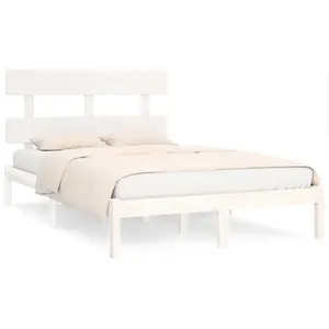 Berkfield Bed Frame White Solid Wood 180x200 cm 6FT Super King