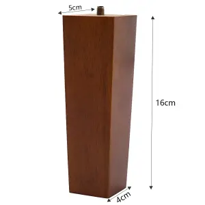 Set of 4 Dark Brown Square Wooden Furniture Legs 16cm