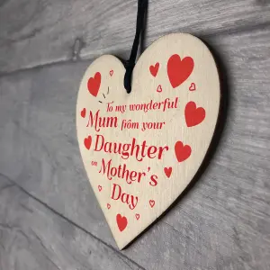 Red Ocean Mothers Day Gifts From Daughter  Wooden Hanging Heart Keepsake Gift For Mum  Mother's Day Gifts From Daughter