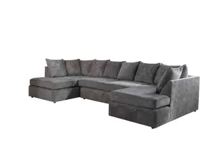 Madrid Chenille Grey Sofa Scatterback U Shape