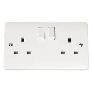 Click Scolmore Mode Double Switched Plug Socket 13A 2 Gang DP White - CMA036