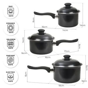 Essentials By ProChef Carbon Steel 3 Piece Pan Set with Lids