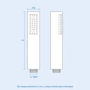 Flora Round Concealed Thermostatic Shower Valve With Shower Head Body Jets And Slim Pencil Handset Kit