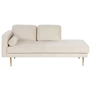 Left Hand Velvet Chaise Lounge Beige MIRAMAS