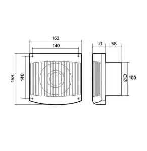 White Bathroom Kitchen Extractor Fan 100mm with Non Return Valve