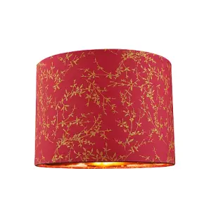 Modern Burgundy Cotton Fabric 10 Lamp Shade with Copper Foil Floral Decoration