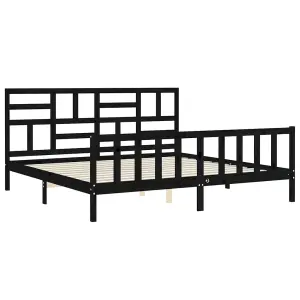 Berkfield Bed Frame with Headboard Black 200x200 cm Solid Wood