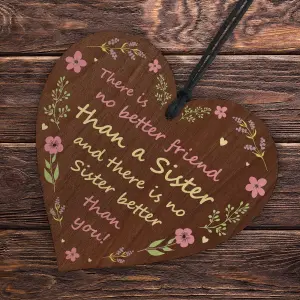 Red Ocean Sister Gifts BEST FRIEND PLaque Wooden Hanging Heart Birthday Gift For Her Friendship Gift